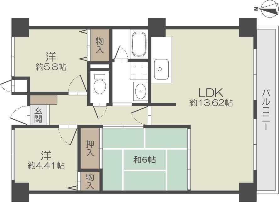 メゾンアオイ(3LDK/1階)の間取り写真