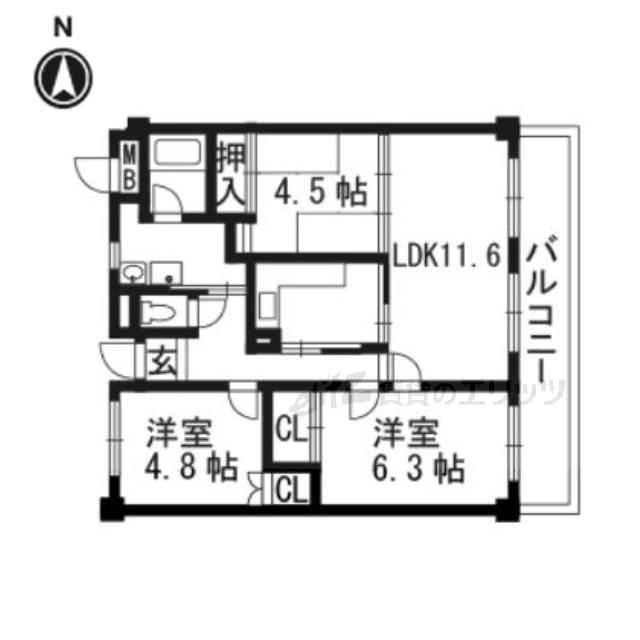 マンションフォルツーナ(3LDK/3階)の間取り写真