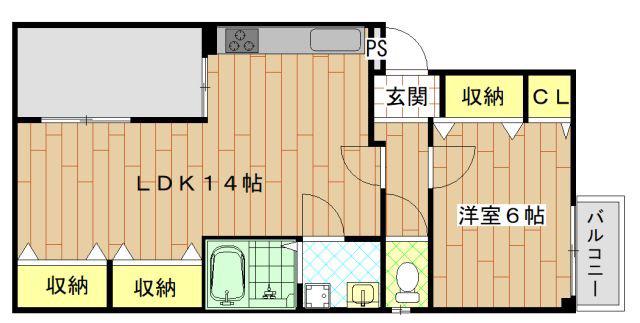 NKハイツ(1LDK/1階)の間取り写真