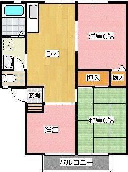 サンビレッヂ新和B棟(3DK/2階)の間取り写真