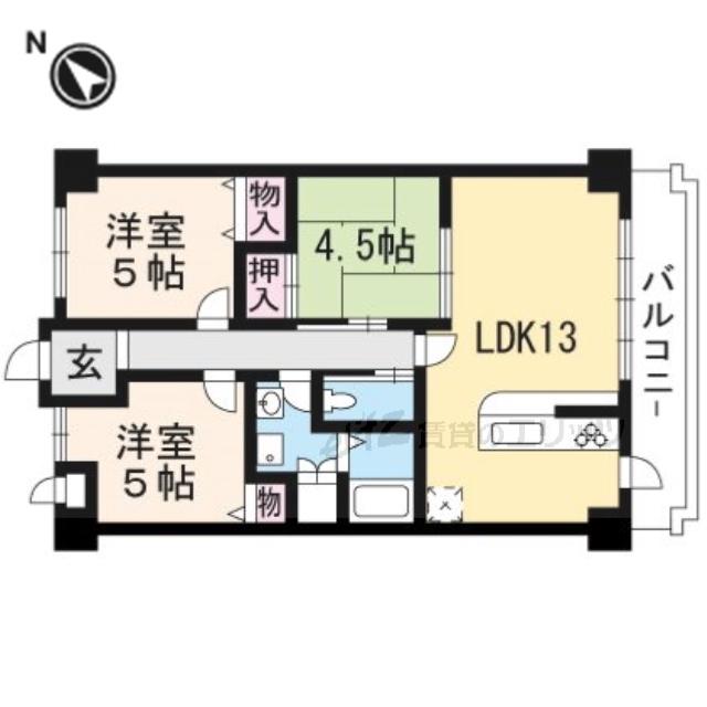 カーサビアンカ茨木(3LDK/1階)の間取り写真
