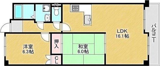 プレーヌ緑地公園(2LDK/2階)の間取り写真