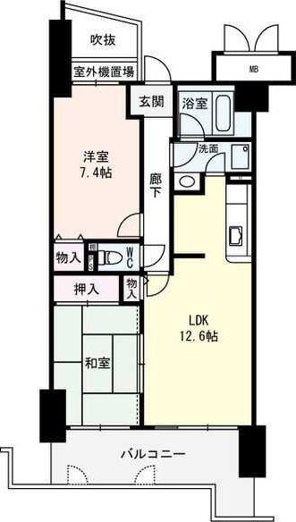 コートアメニティ江坂(2LDK/3階)の間取り写真