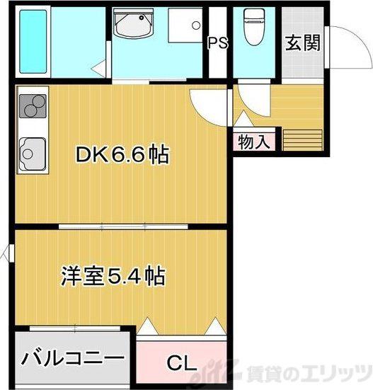 クレリア高槻南松原(1DK/1階)の間取り写真