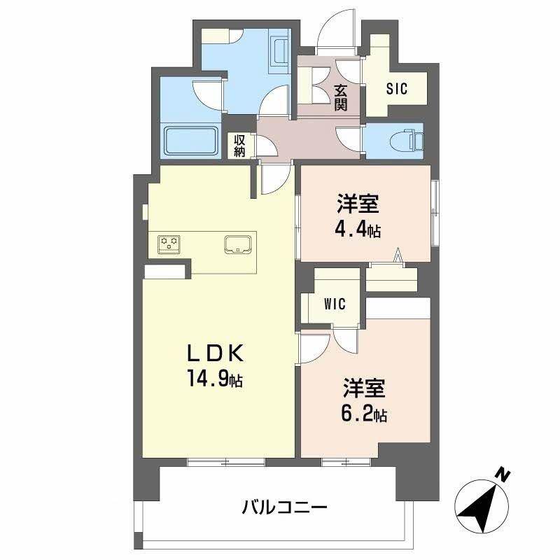 リビエナ グラン 新梅田(2LDK/6階)の間取り写真