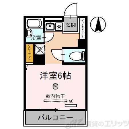 シャロームⅡ(1K/3階)の間取り写真