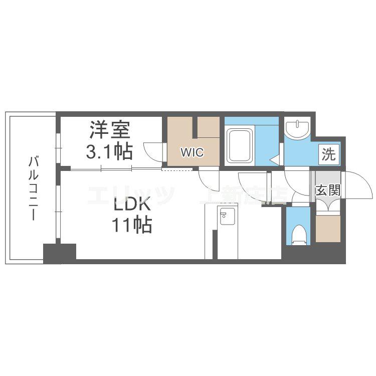 リヴェント福島野田(1LDK/10階)の間取り写真