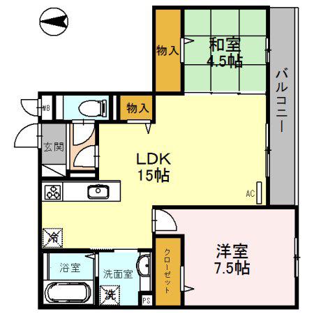 エスタシオン(2LDK/3階)の間取り写真