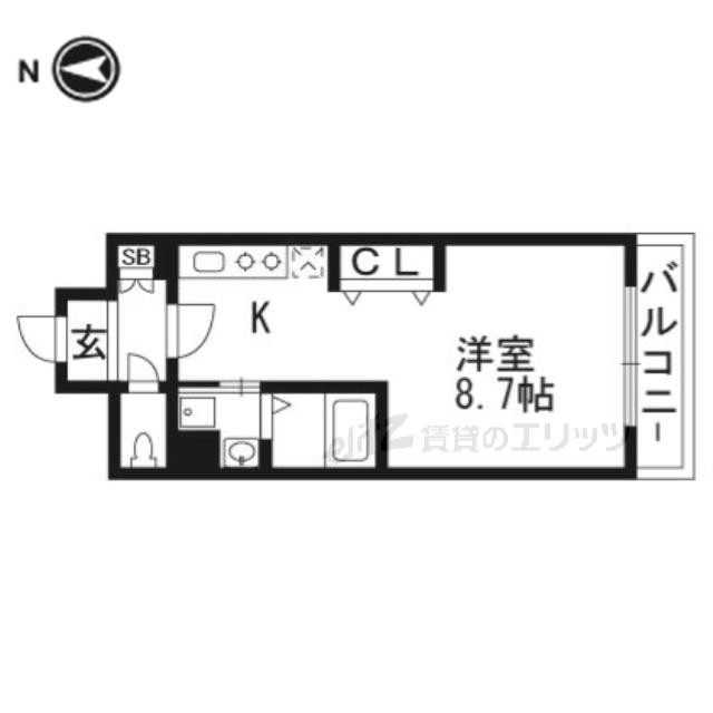 フェリーズ茨木(ワンルーム/5階)の間取り写真