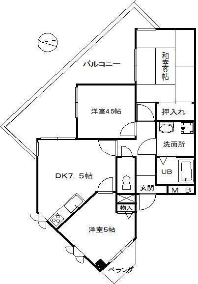 メゾン摂津(3DK/5階)の間取り写真