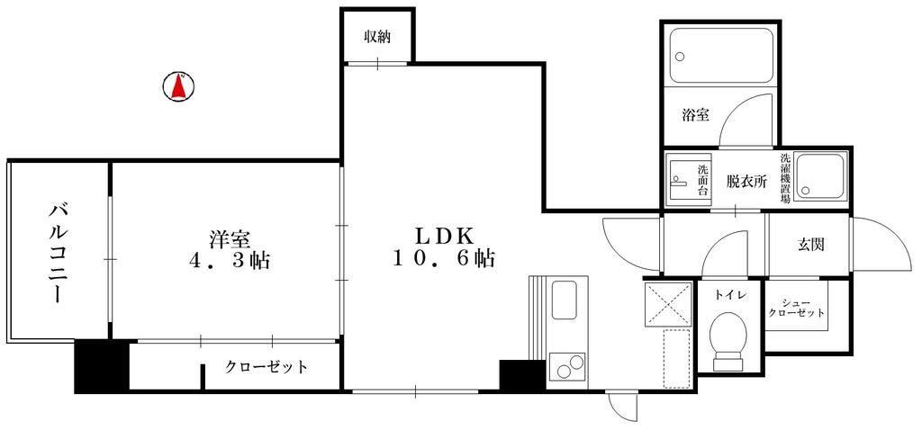 サクラブルーレジデンス(1LDK/4階)の間取り写真