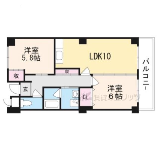 アメニティー・ブワ(2LDK/4階)の間取り写真
