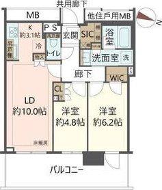 BRILLIATOWER箕面船場TOP OF THE HILL(2LDK/6階)の間取り写真