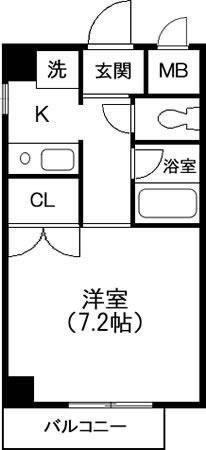 万里乃ビル(1K/3階)の間取り写真