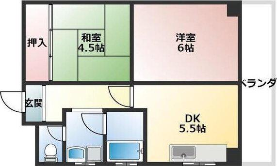 ハイツロイヤル(2DK/2階)の間取り写真