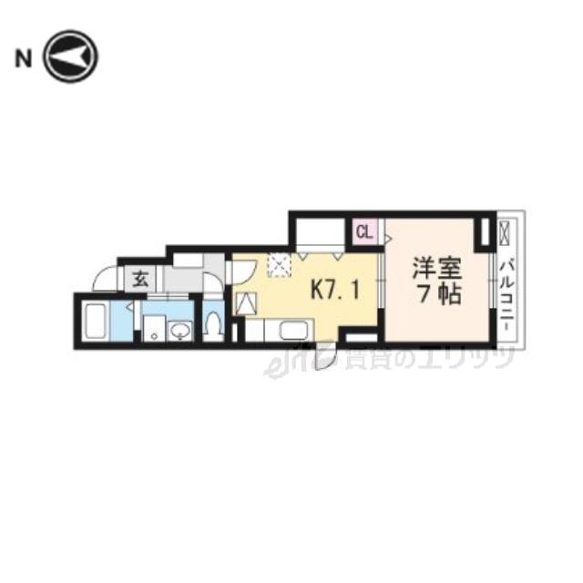 アルドール郡山(1DK/1階)の間取り写真