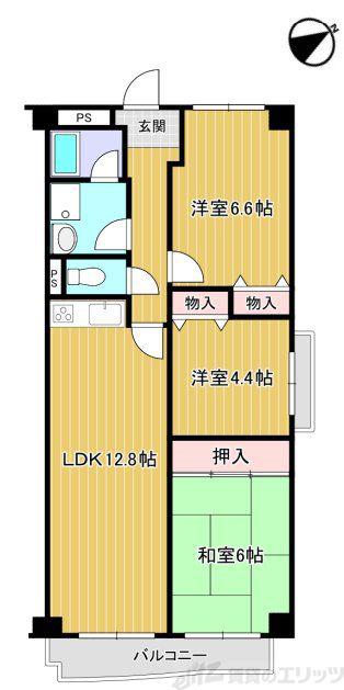 ラフィーネ高塚(3LDK/1階)の間取り写真
