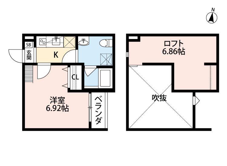CASA下新庄(1K/1階)の間取り写真