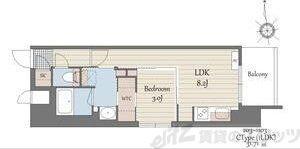 S-RESIDENCE天満橋AR(1LDK/2階)の間取り写真