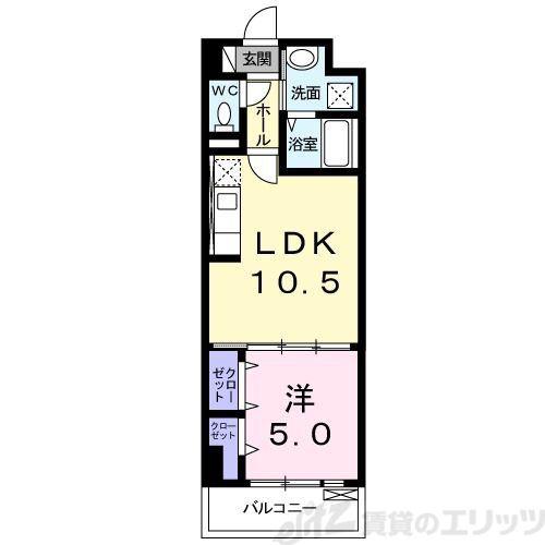 西田中ヒルズ(1LDK/3階)の間取り写真