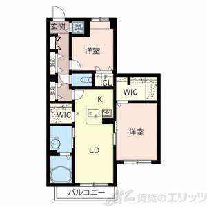 シャーメゾン美穂ヶ丘(2LDK/3階)の間取り写真