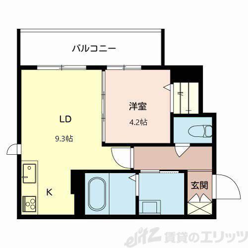 KANAT江坂(1LDK/4階)の間取り写真