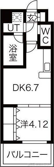CHOEI65プレジオ中津(1DK/6階)の間取り写真