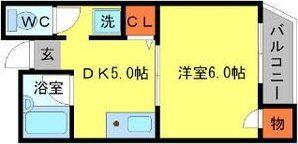 エルドラード箕面Ⅱ(1K/2階)の間取り写真