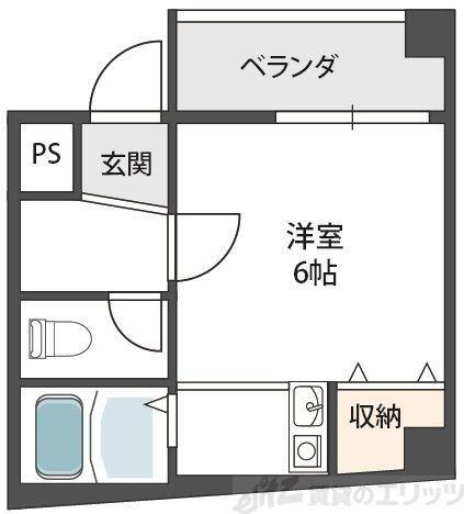 中市マンション(1K/2階)の間取り写真