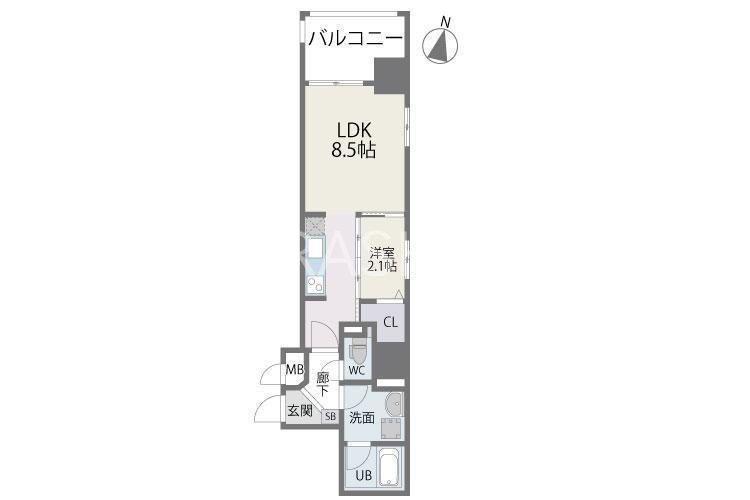 サニークレスト赤坂(1LDK/9階)の間取り写真
