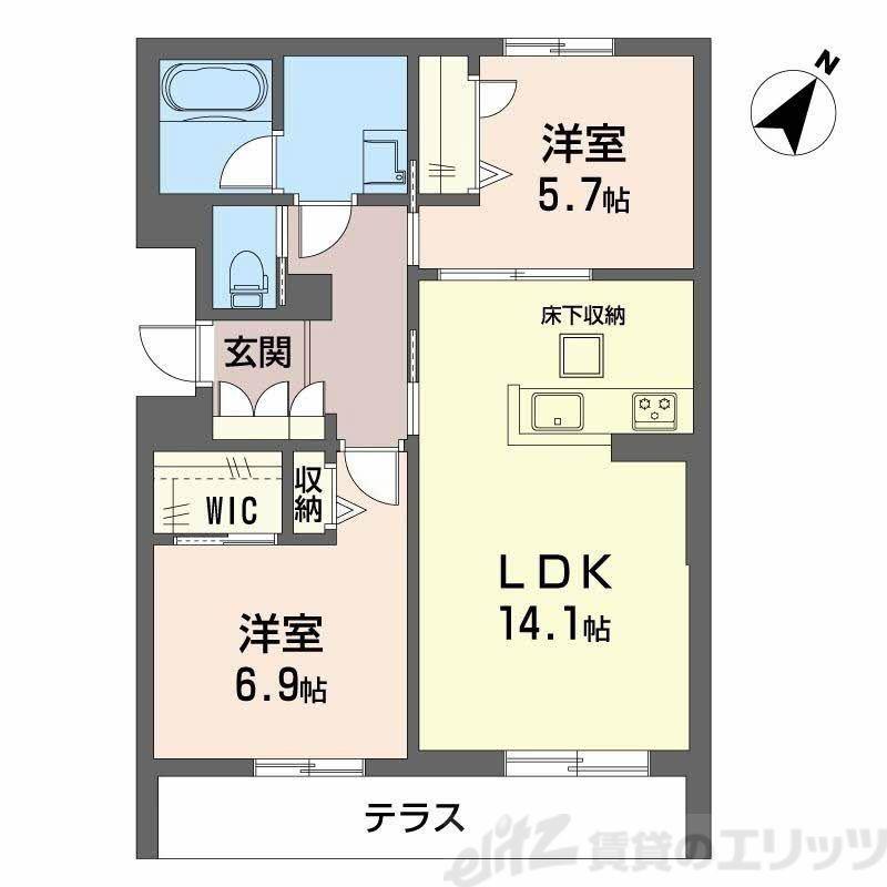 ヘミングウェイ(2LDK/2階)の間取り写真