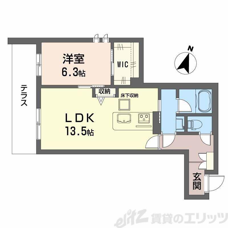 モンセル(1LDK/1階)の間取り写真