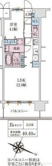 スプランディッド梅田グランノース(1LDK/6階)の間取り写真