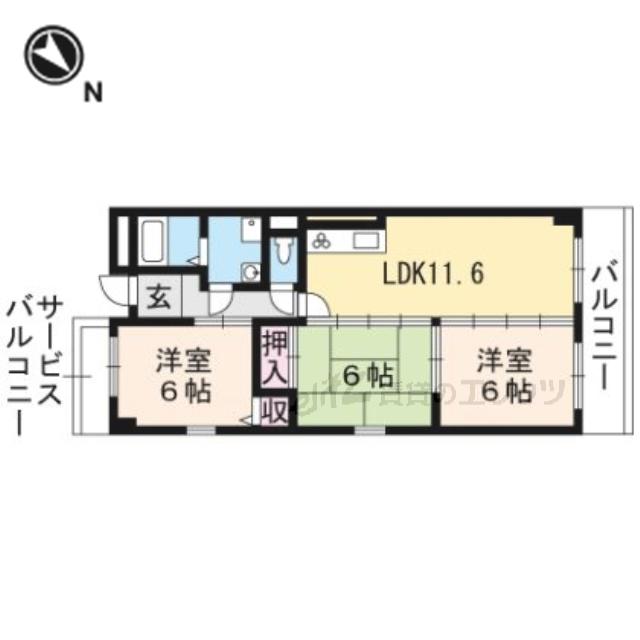 クリエイト三島(3LDK/3階)の間取り写真