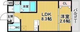 リアコート千里丘1ノース(1LDK/2階)の間取り写真