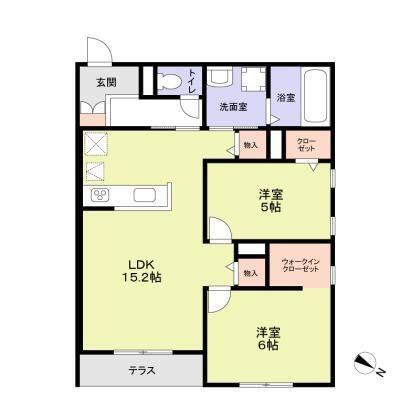 ハイテラス千里山(2LDK/1階)の間取り写真