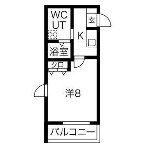 パークヒルズ新大阪WILL(1K/2階)の間取り写真