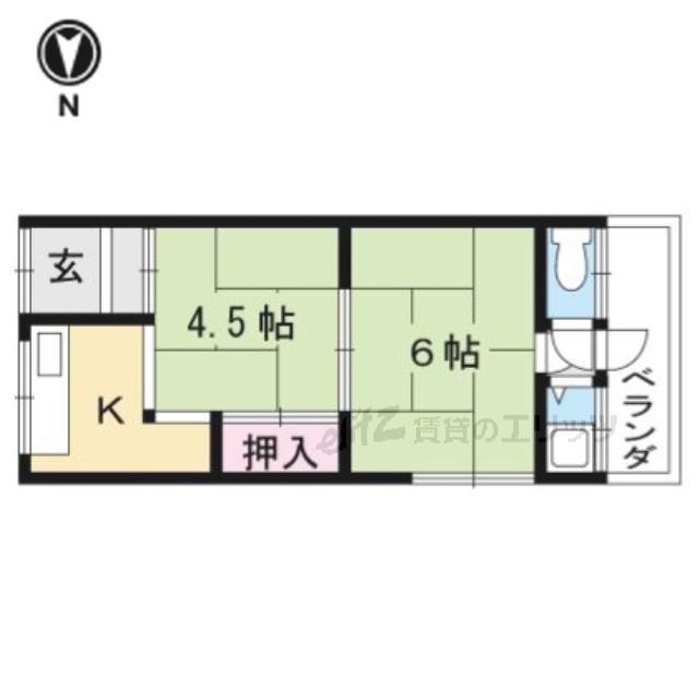 よすみコーポB棟(2K/1階)の間取り写真