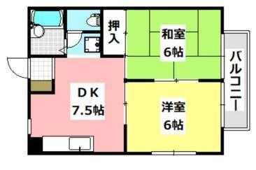 ハイツ天野(2DK/1階)の間取り写真