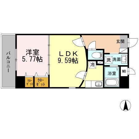 スペチアーレ(1LDK/6階)の間取り写真