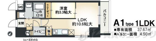 メセナ緑地公園(1LDK/7階)の間取り写真