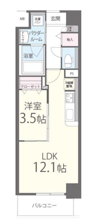 ハーツ天満橋(1LDK/6階)の間取り写真