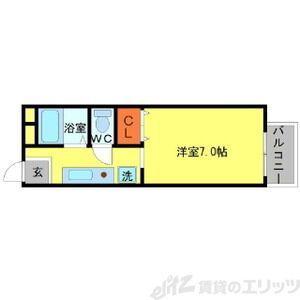 ヴィラプレフェール2-A棟(1K/2階)の間取り写真