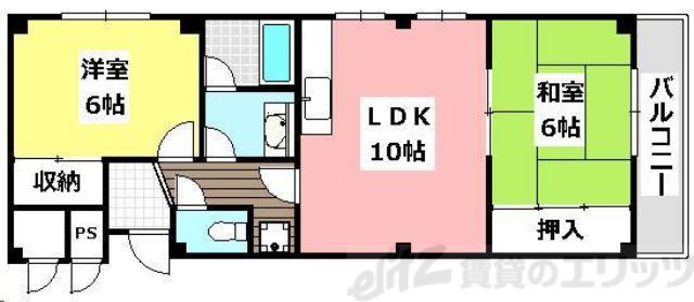 イーストコート沢良宜(2LDK/1階)の間取り写真