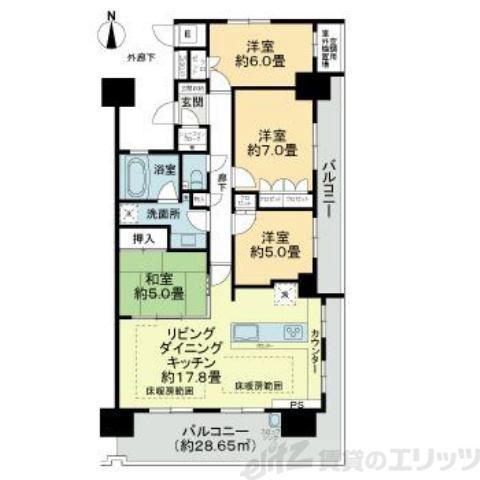 ミリカ・テラス2街区(4LDK/12階)の間取り写真