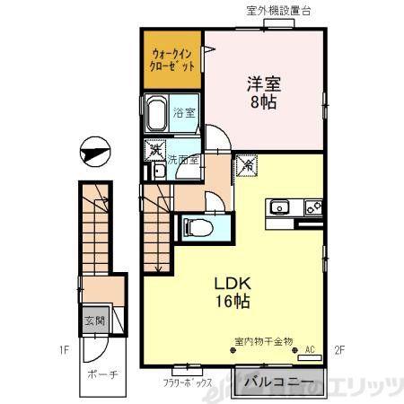 エミール一樹(1LDK/2階)の間取り写真