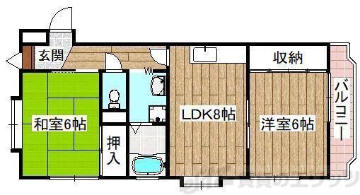 アサヒパークハイツ(2LDK/3階)の間取り写真