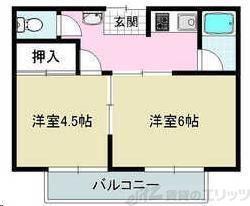 辻子マンション(2K/1階)の間取り写真