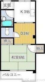 正雀プラザ(1LDK/5階)の間取り写真