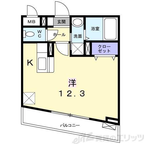 レインボーローズ(1K/2階)の間取り写真